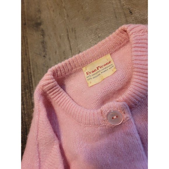 Vintage evan picone pink button up cardigan lambs wool - Picture 3 of 4